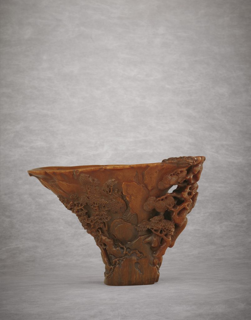犀角雕山水人物圖盃 清十八世紀