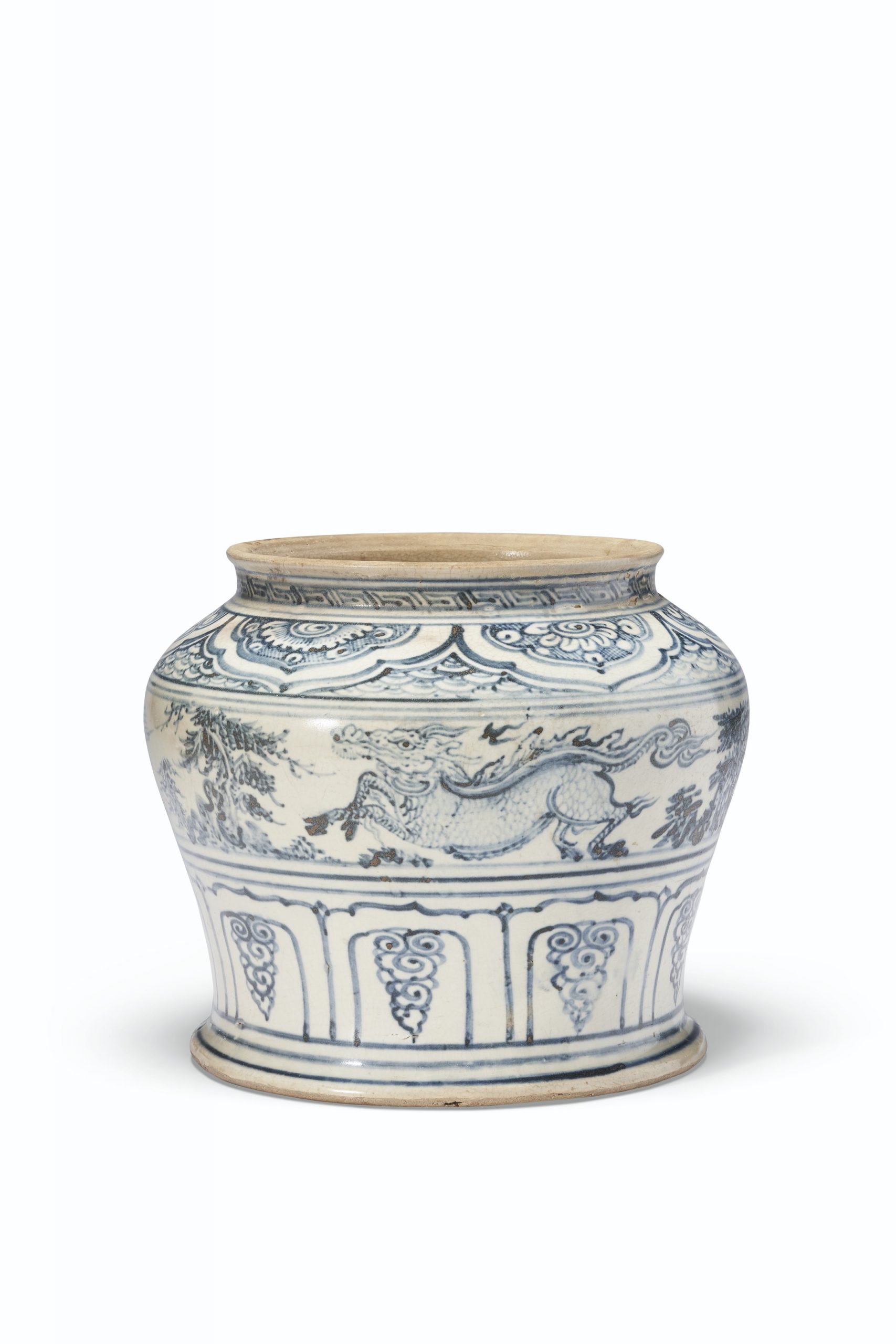 越南　十五/十六世紀　安南窯青花瑞獸圖大罐