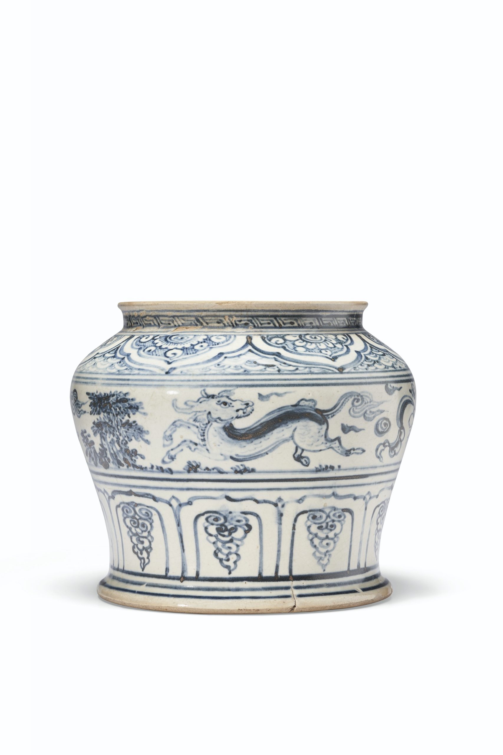 越南　十五/十六世紀　安南窯青花瑞獸圖大罐