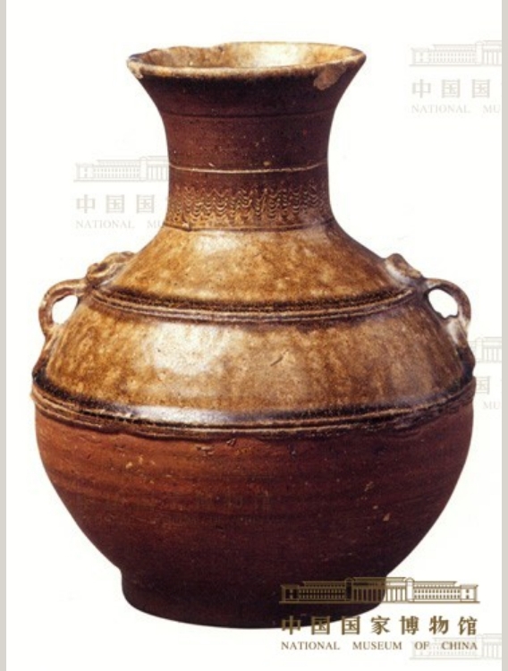 中国国家博物馆 汉 西汉 波纹双系青釉硬陶壶