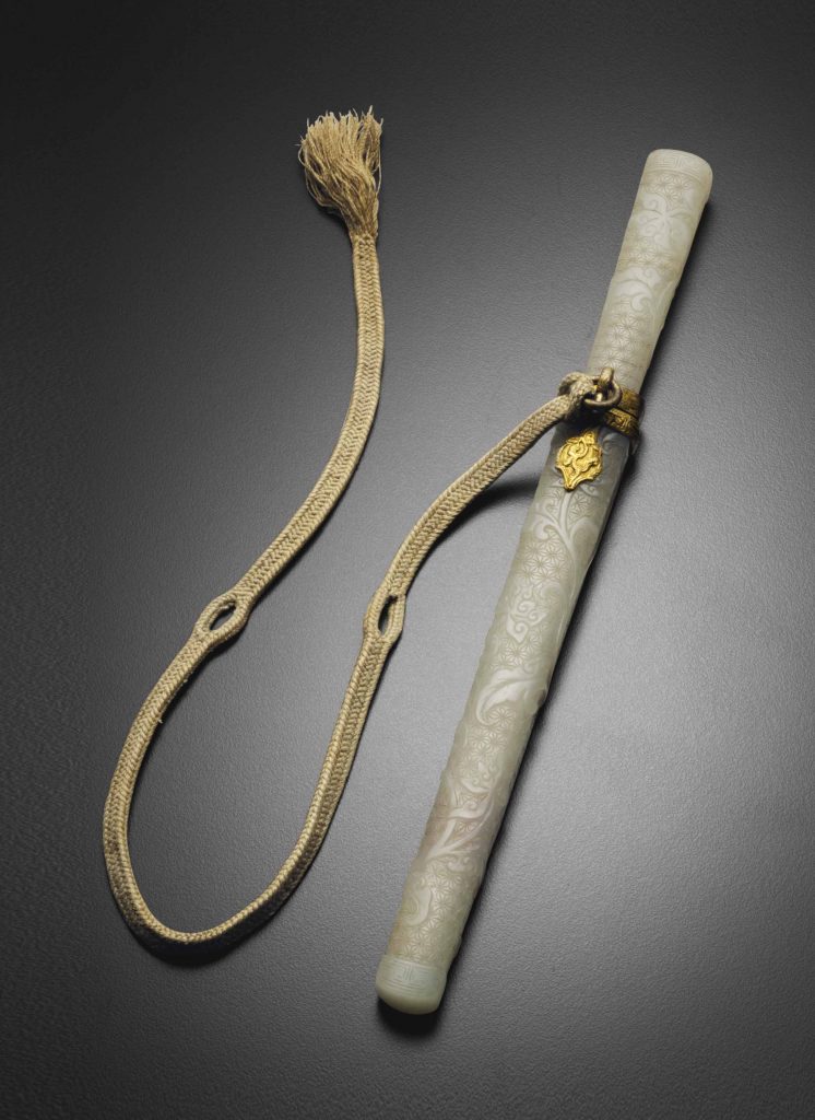 清十八世紀 白玉柄裁紙刀及刀鞘