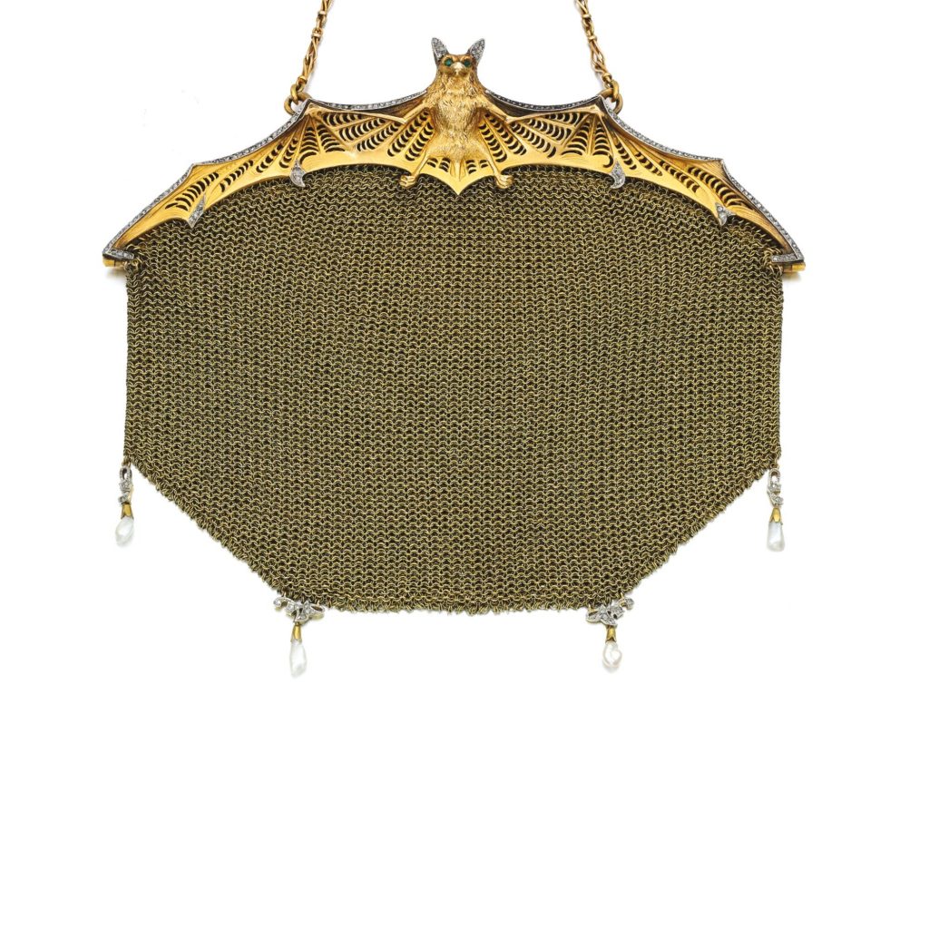 Emerald, pearl and diamond evening bag, Lacloche Frères, circa 1905