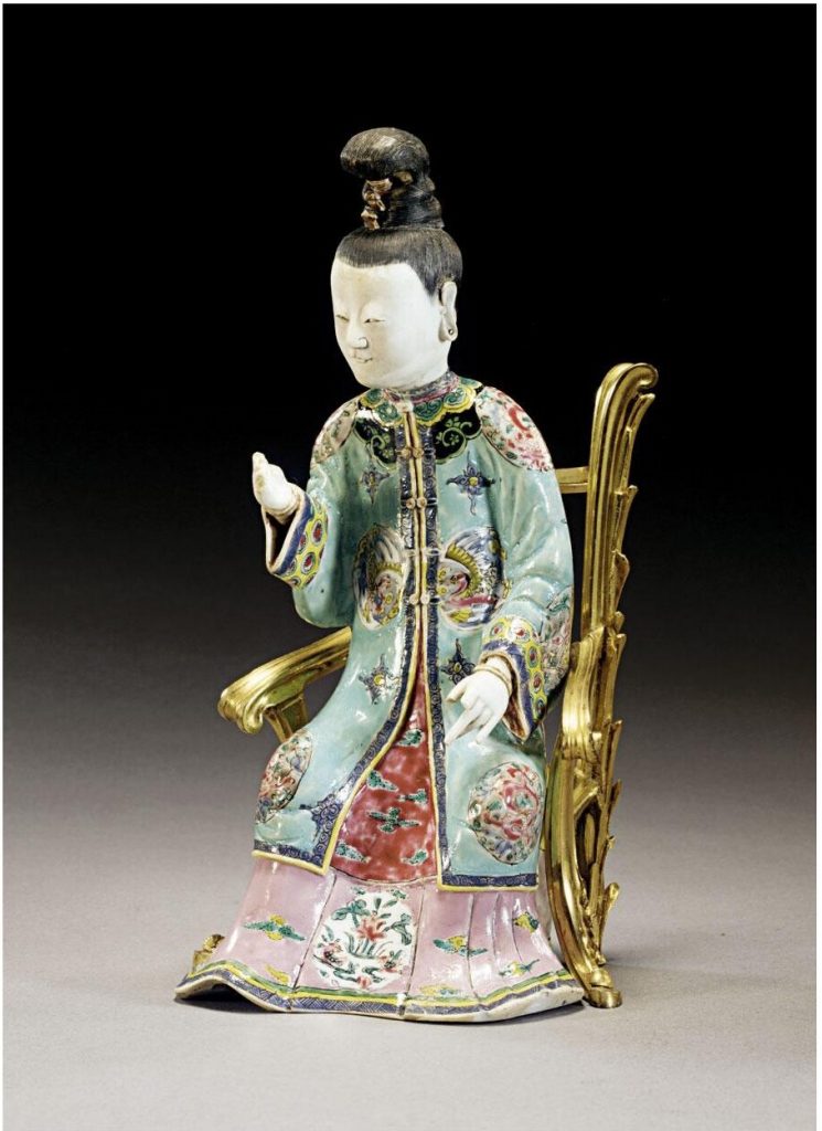 A 'FAMILLE-ROSE' FIGURE OF A SEATED LADY