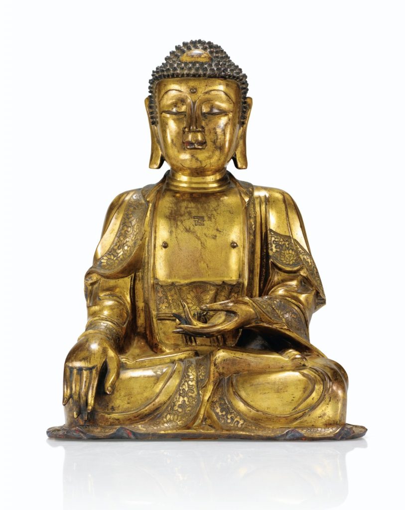 亚洲艺术 拍卖信息 Lot 62 十七世纪 铜鎏金释迦牟尼佛坐像