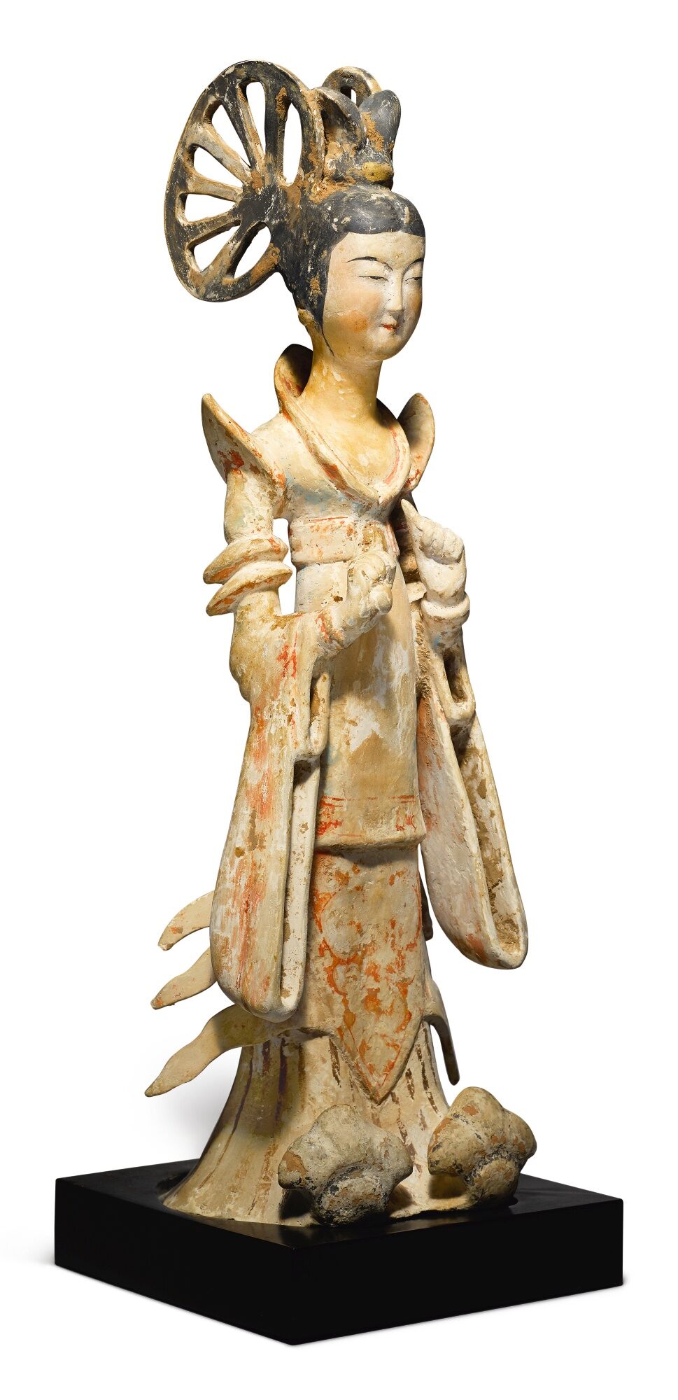唐七至八世紀初 陶加彩女立俑