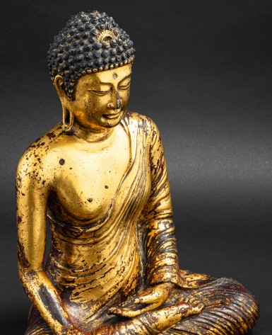 大理國 十二世紀 鎏金銅合金釋迦牟尼佛坐像