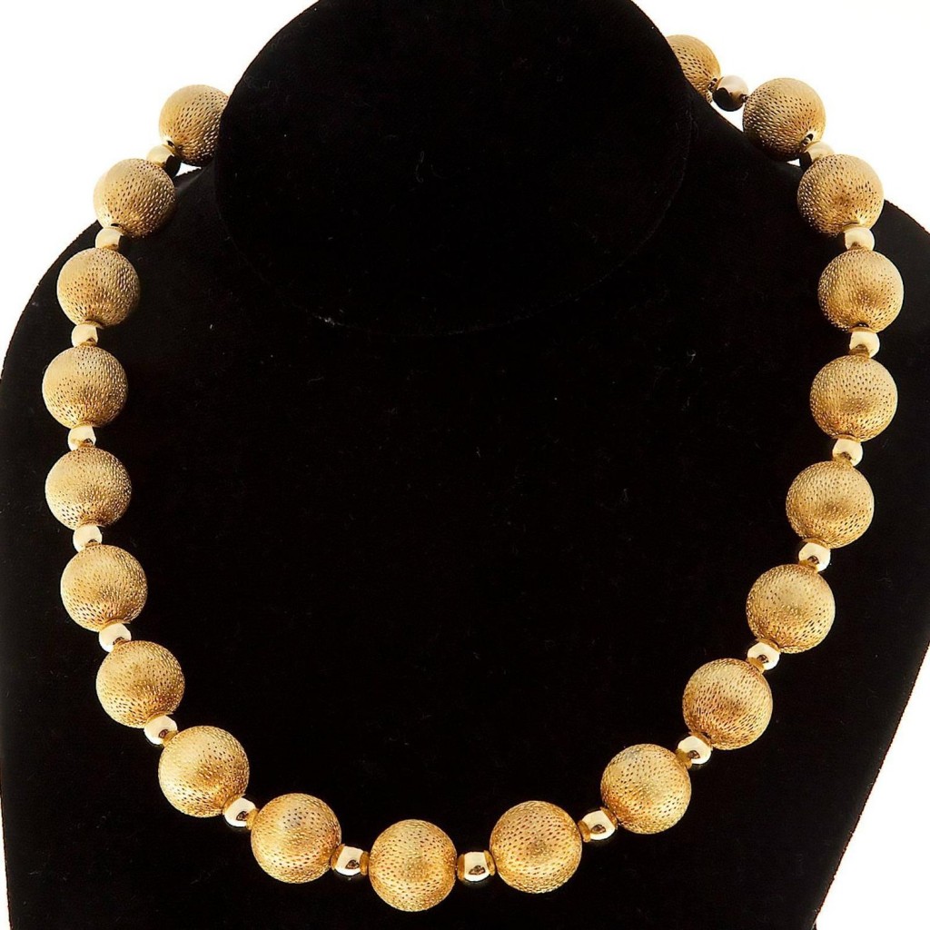 Textured Gold Beaded Necklace $10,614.48CAD