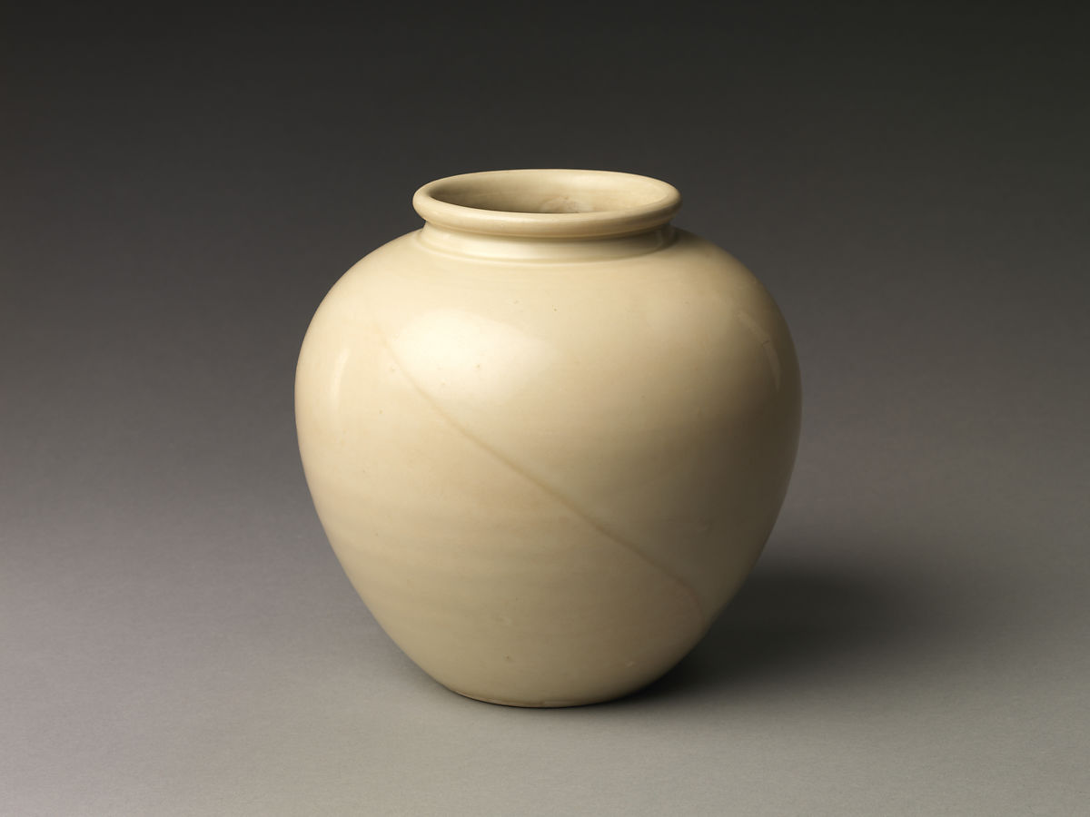 纽约大都会博物馆 唐 邢窑 罐 Jar, Porcelain with glaze (Xing ware), China 7th–early 8th century 