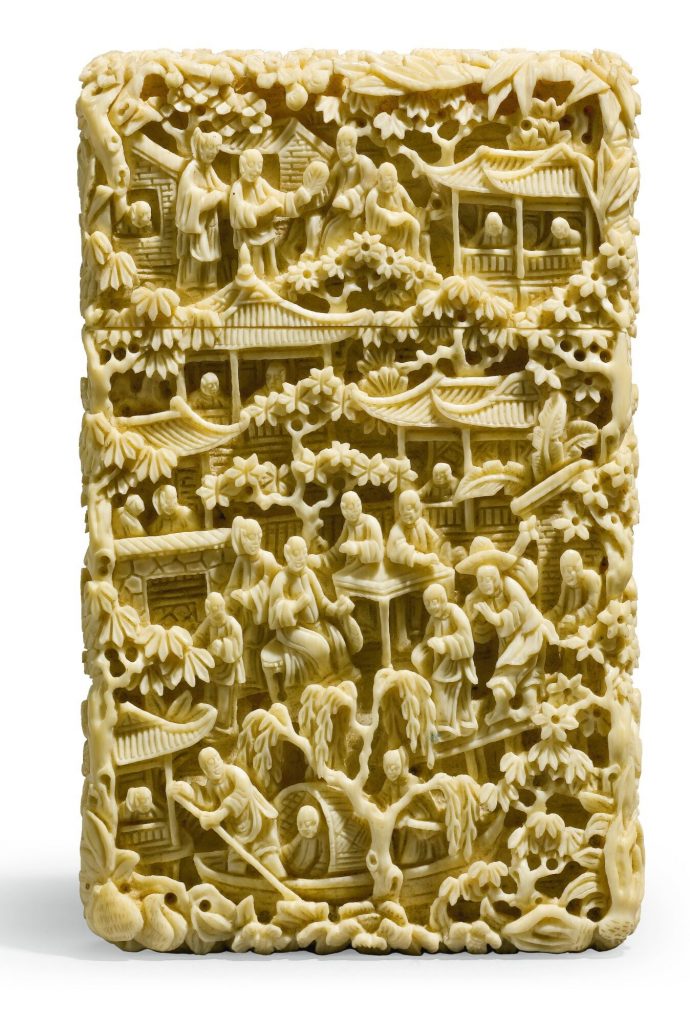 清十九世紀 象牙雕名片盒五件