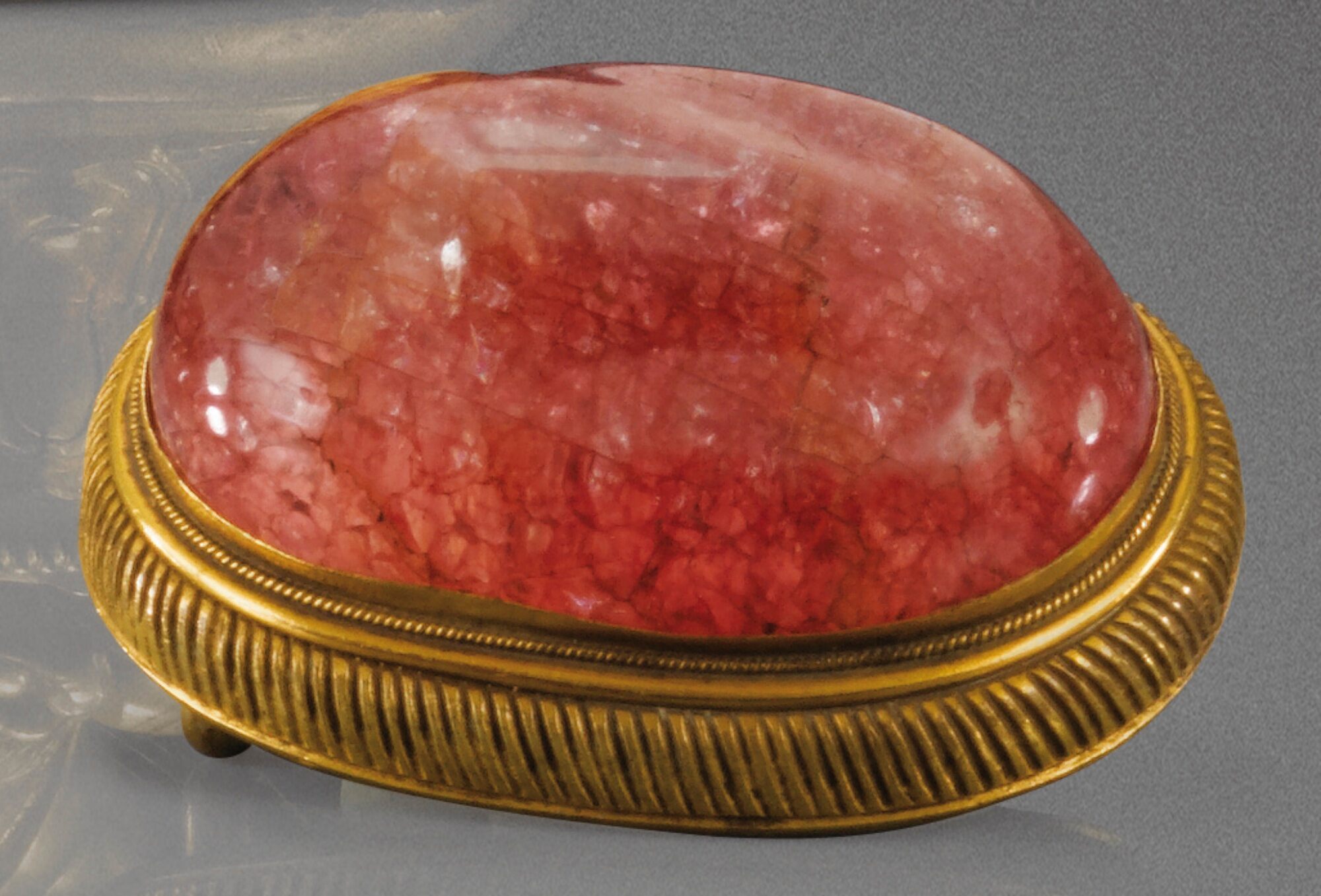 清十八世紀 鎏金銅嵌水晶帶扣
