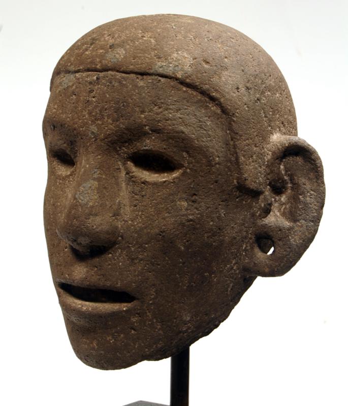 10890. Superb Aztec Stone Male Head probably Xipe Totec