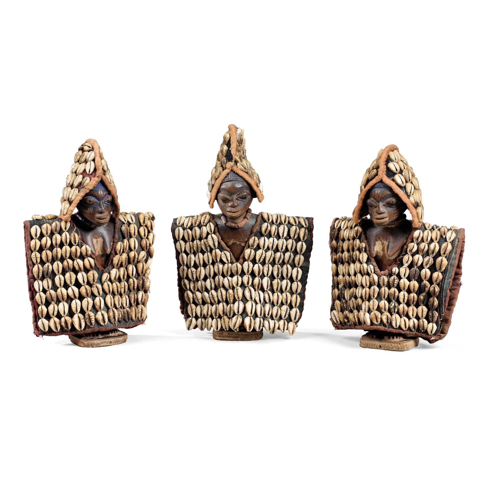 Statuettes of triplets, Yoruba, Nigeria YORUBA TRIPLET FIGURES, NIGERIA