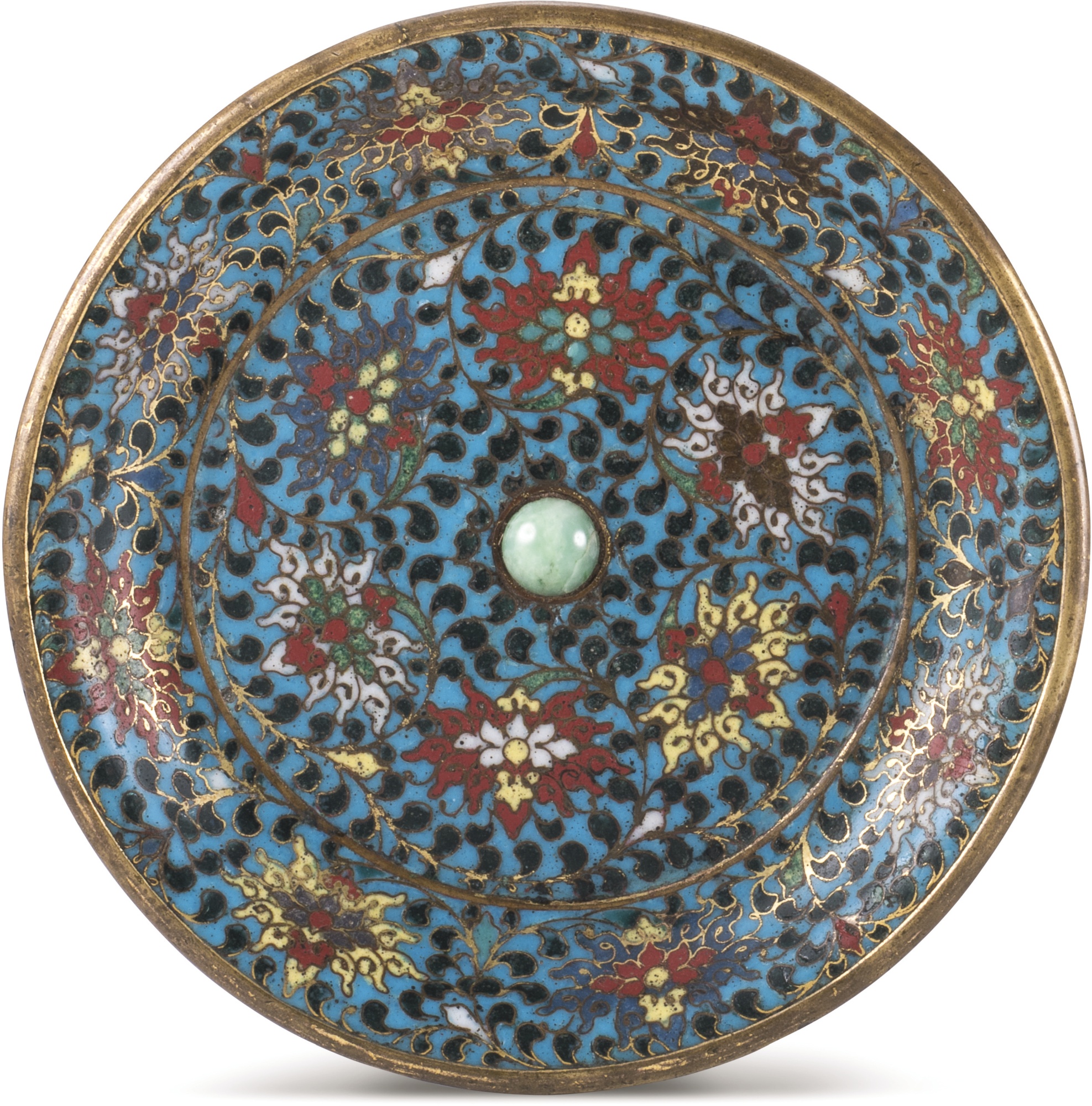 明十六世紀 掐絲琺瑯纏蓮紋燭盤