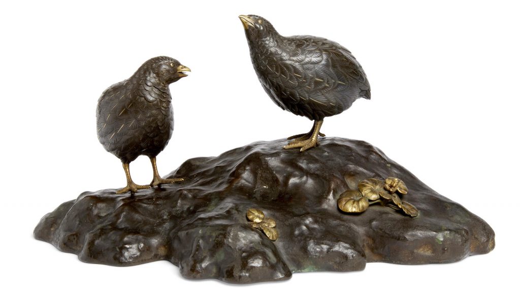  日本工艺精品 拍卖信息 Lot 3171 A bronze model of quail Taisho era (1912-1926)
