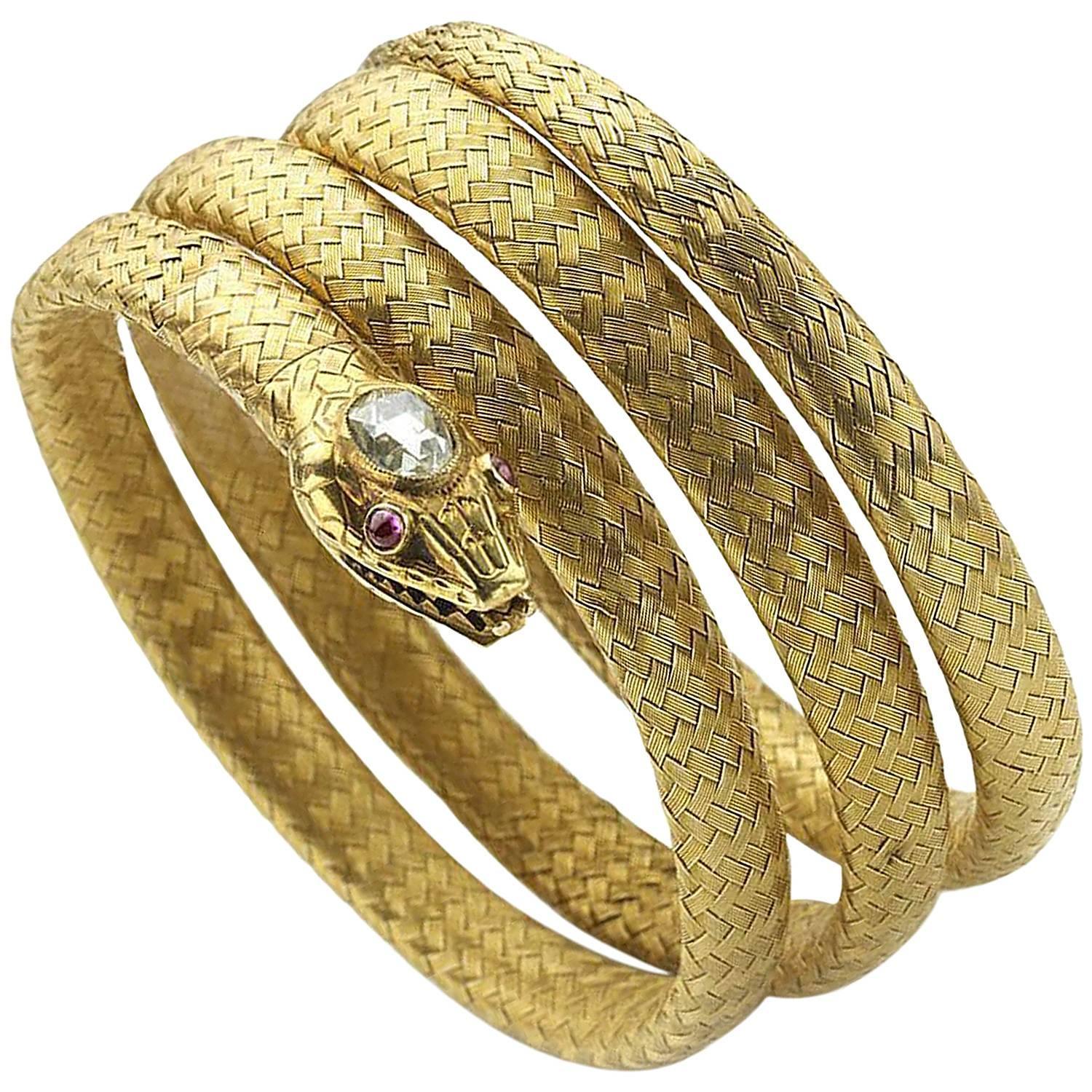 Gold Snake Bangle Bracelet