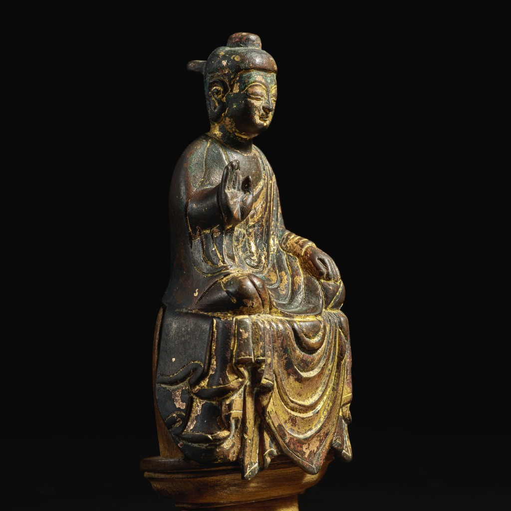 592 唐 銅鎏金彌勒佛坐像