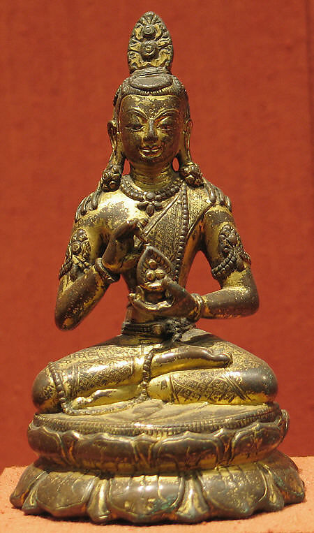 紐約大都會博物館 12世纪 鎏金菩萨 铜佛 Bodhisattva 12th century Nepal (Kathmandu Valley)