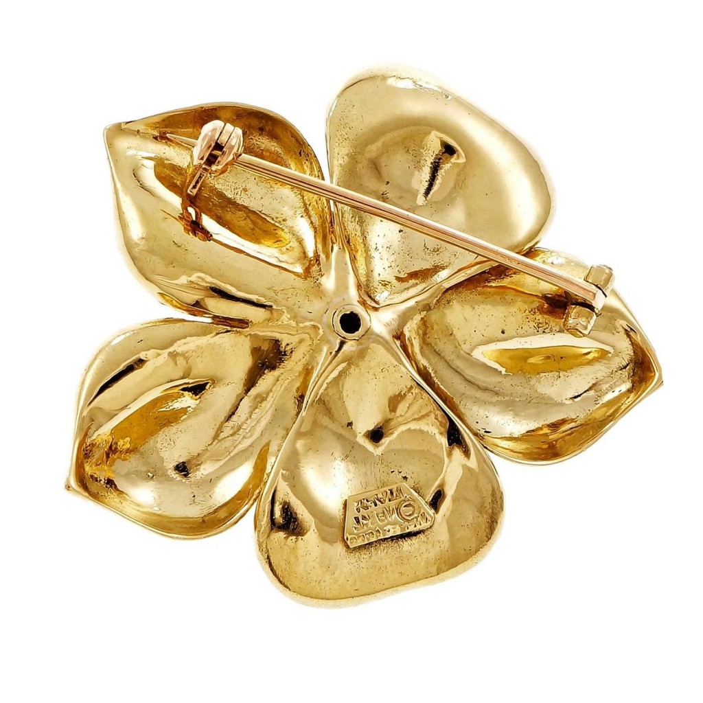Tiffany & Co. Sapphire Gold Flower Pin Brooch