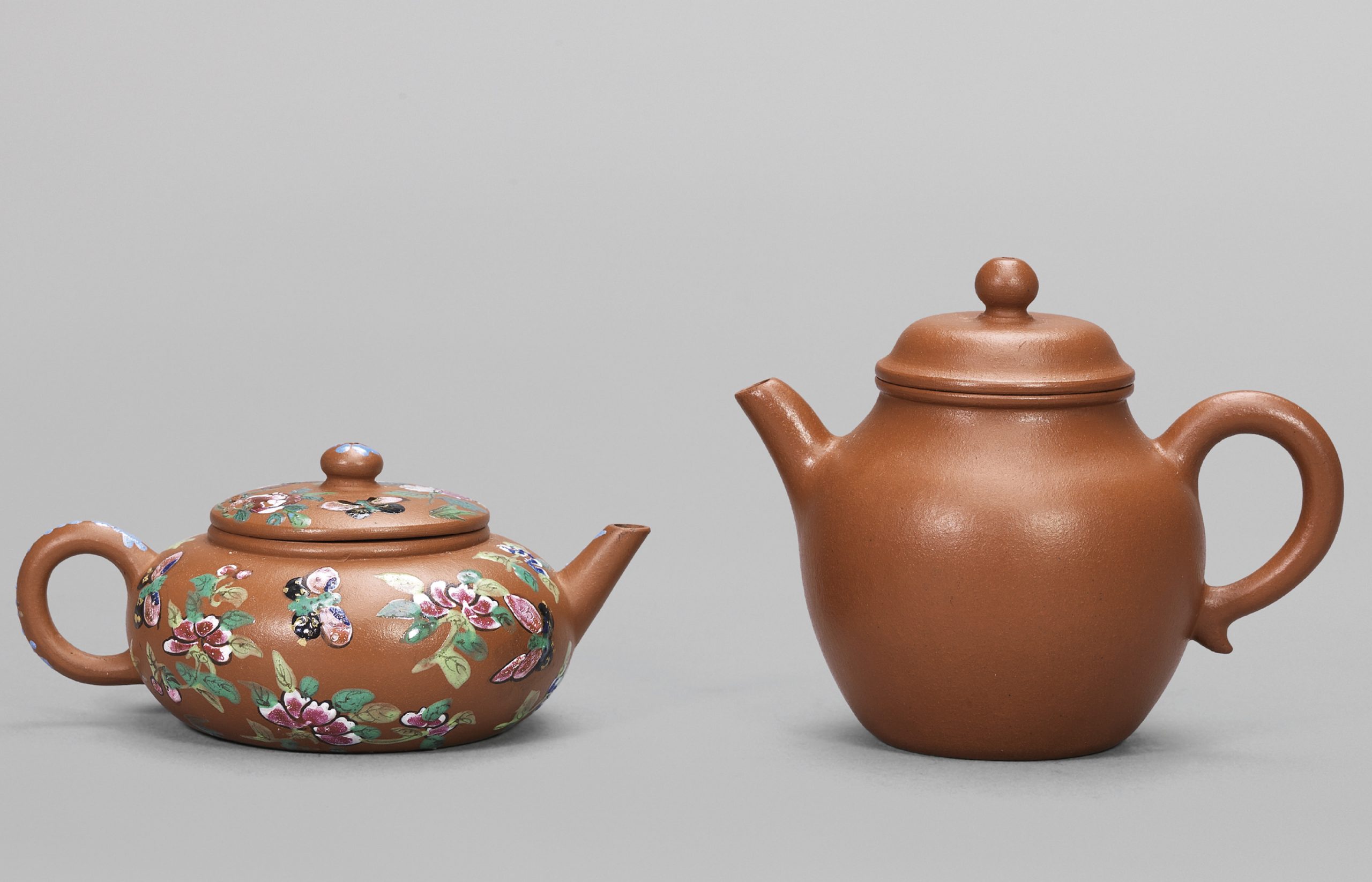 TWO YIXING TEAPOTS LATE QING DYNASTY, 19TH CENTURY
