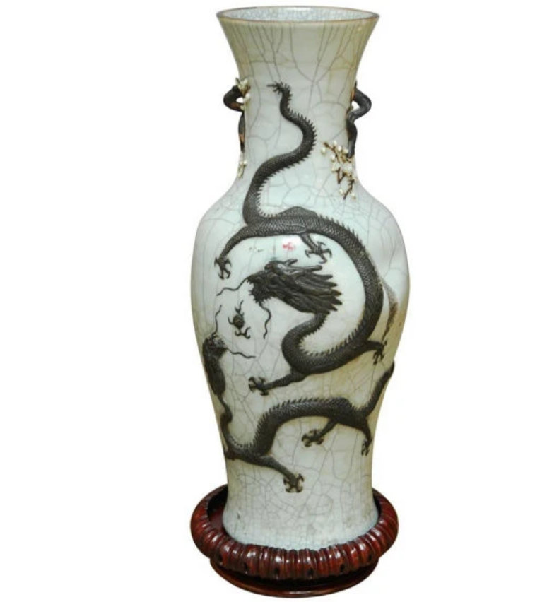 Rare Chinese Qing Dynasty Crackle Glaze Vase 