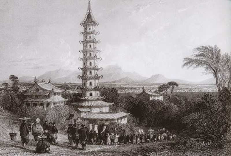  乾隆年间，英国画家威廉亚历山大描绘的南京大报恩寺塔