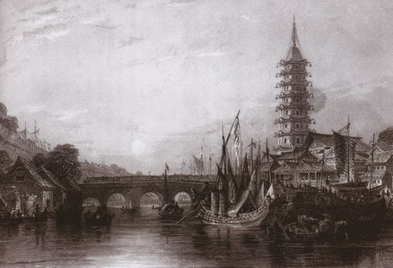  乾隆年间，英国画家威廉亚历山大描绘的南京大报恩寺塔