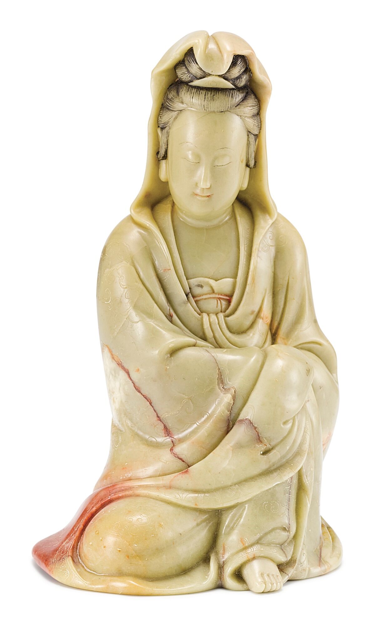 清十八世紀 壽山石雕觀世音菩薩半迦像