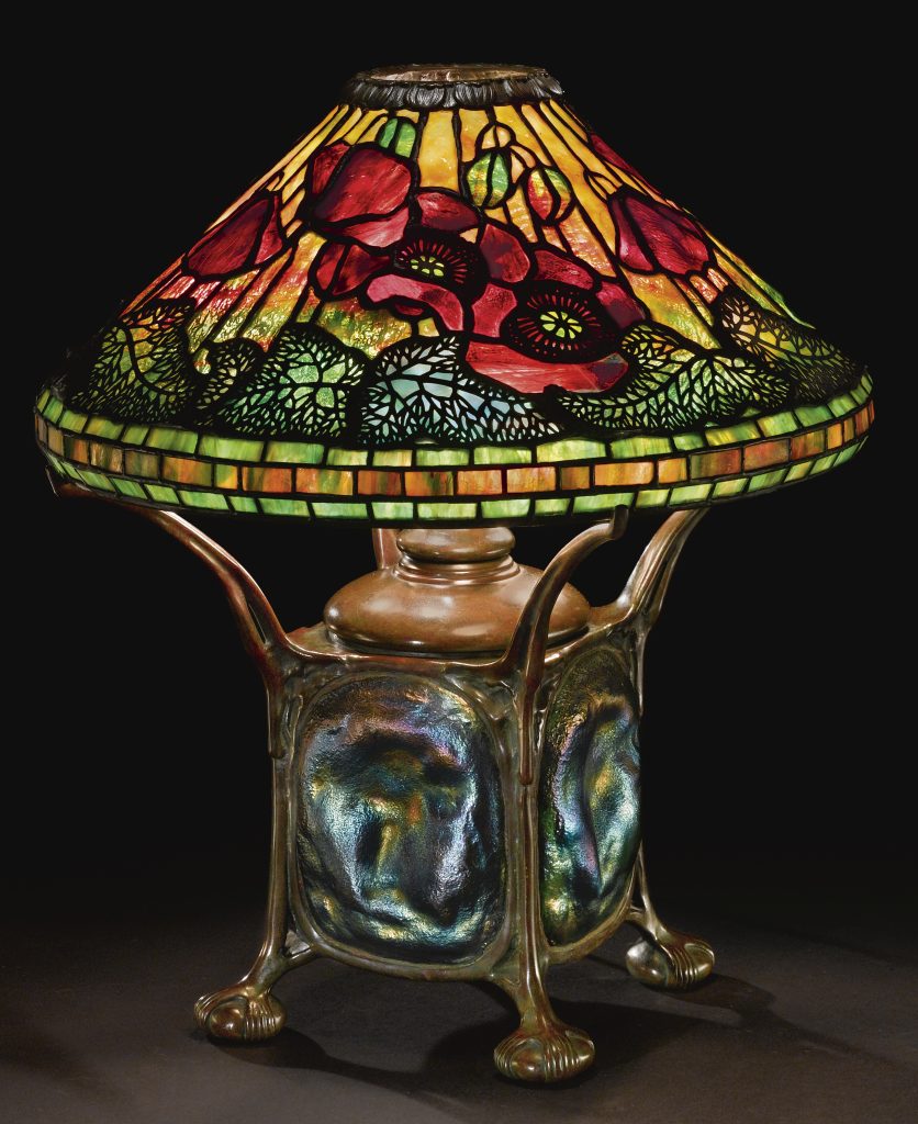 Tiffany Studios "POPPY" TABLE LAMP Estimate 80,000 — 120,000 USD <strong>LOT SOLD. 230,500 USD (Hammer Price with Buyer's Premium)</strong>