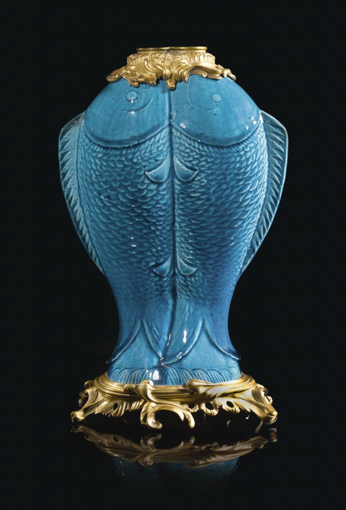 A Louis XV style gilt-bronze mounted turquoise-glazed Chinese porcelain vase the porcelain Qing dynasty, Kangxi period (1662-1722), the mounts late 19th century Estimate 2,000 — 3,000 GBP