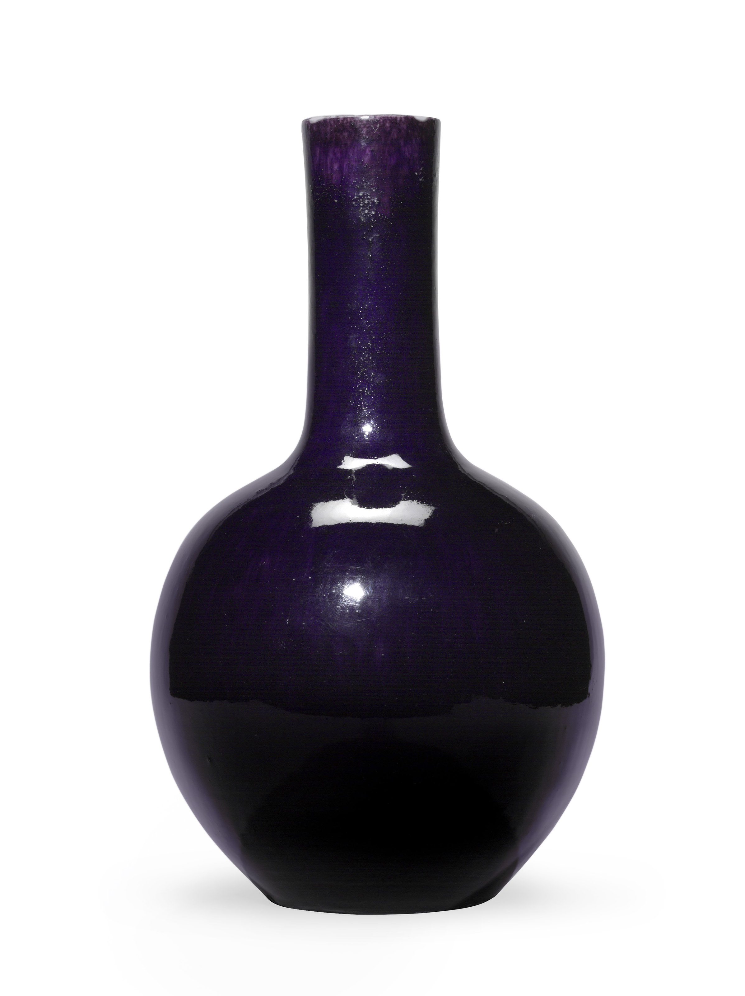 清十八世紀 茄皮紫釉長頸瓶