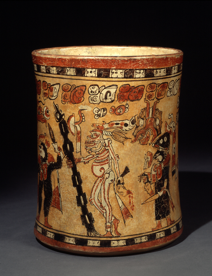 Large vase with glyphs and eleven characters. Guatemalan Highlands. Nebaj region. AD 600–900. Polychromed orange-gloss ceramic. Jay I. Kislak Collection, Rare Book and Special Collections Division, Library of Congress (008.00.00). Photo ©Justin Kerr, Kerr Associates