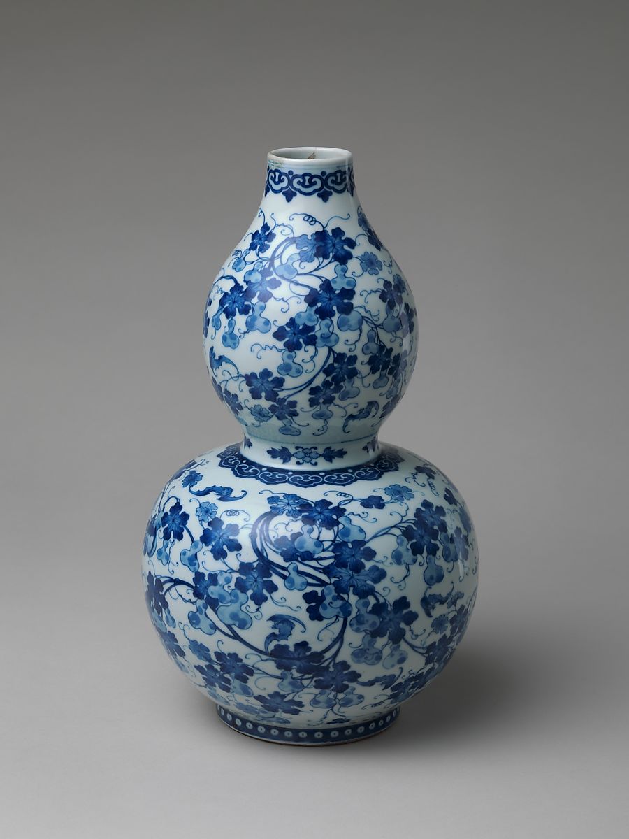 紐約大都會博物館 青花 葫芦纹葫芦瓶 Gourd-Shaped Vase with Design of Gourds and Vines