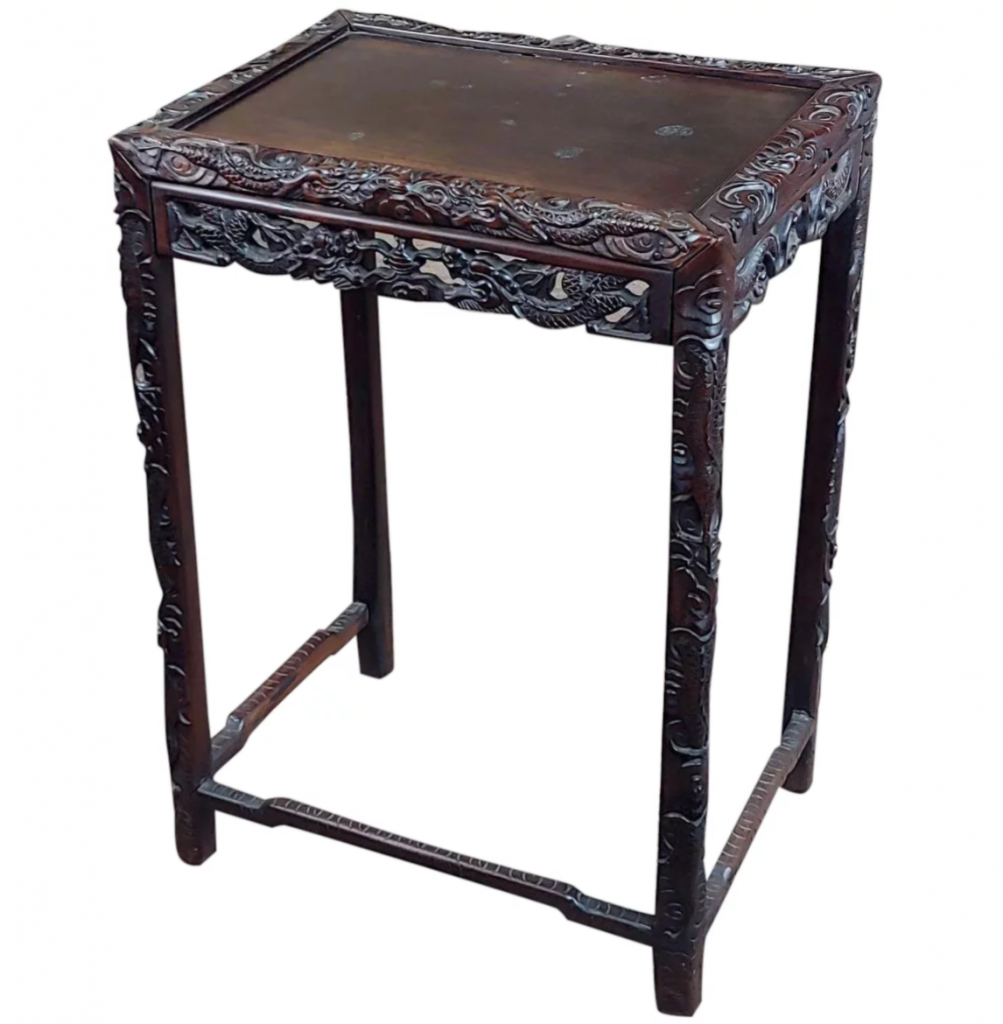 Chinese Antique side Table Stand w/Carved Dragon design