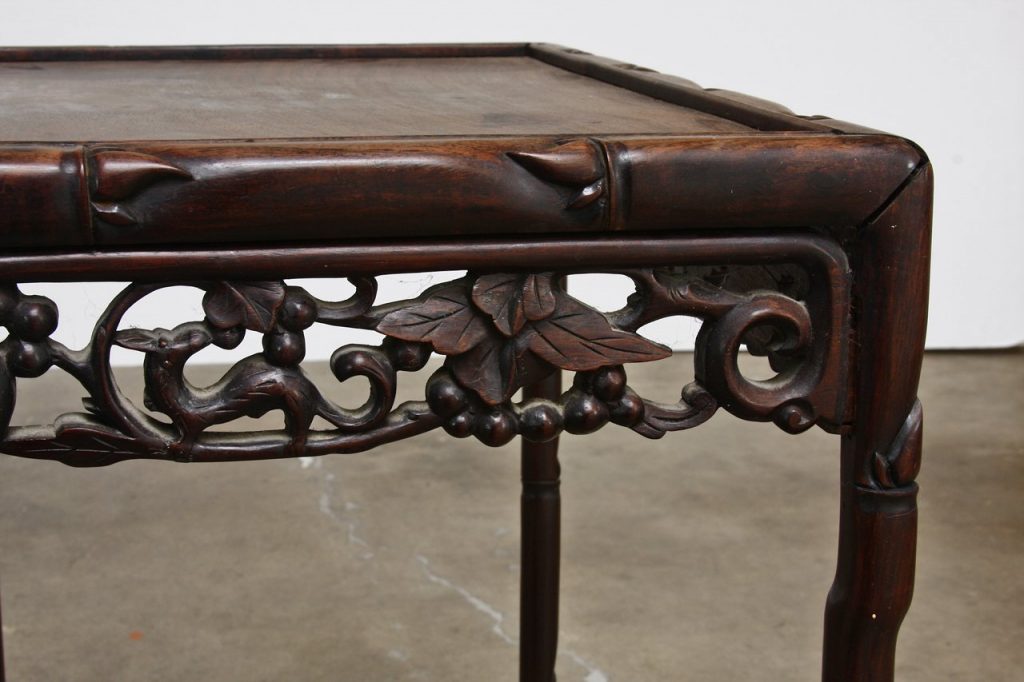 19th Century  Chinese Rosewood Carved Tea Table