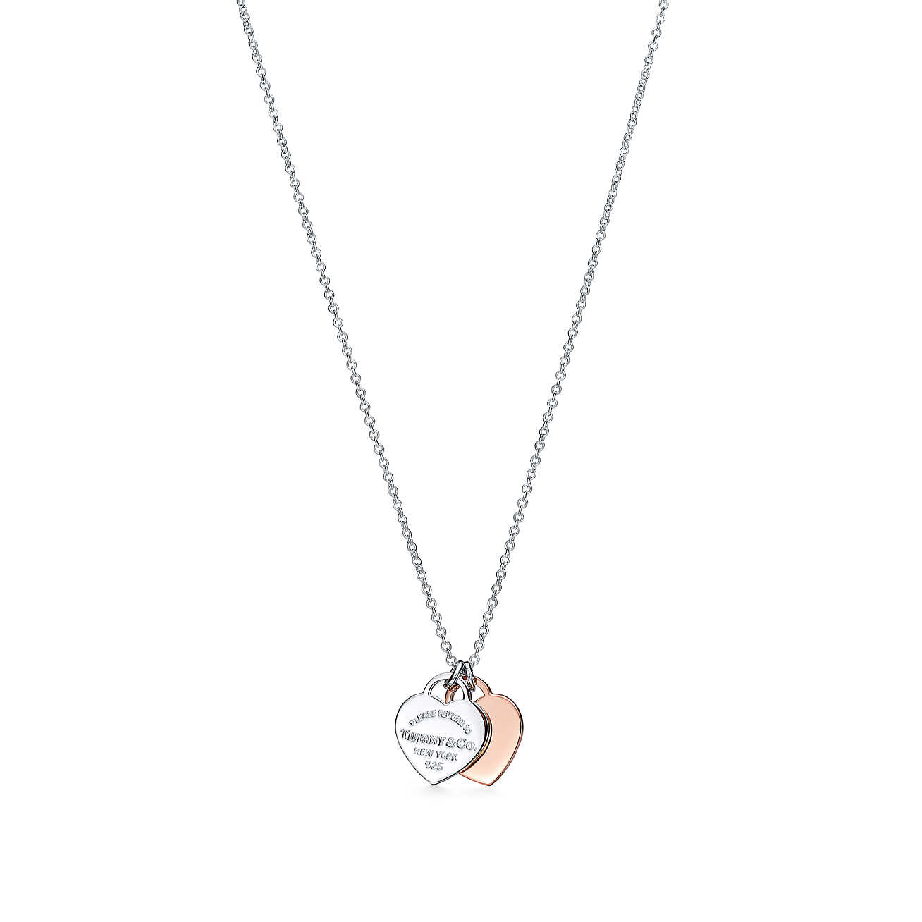 Return to Tiffany™ Double Heart Tag Pendant in Silver and Rubedo® Metal