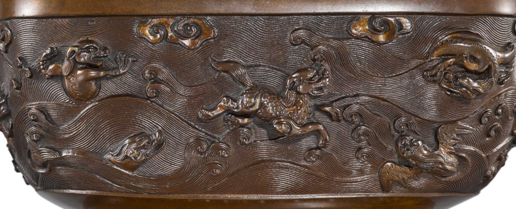 十七世紀 銅海獸雙鋪首活環耳爐 《大明宣德年製》仿款