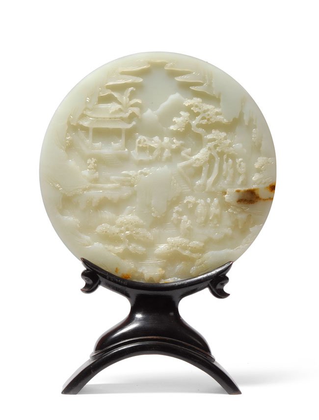 Tennants – lot 193, a Chinese jade circular table screen sold for £300,000 to an internet bidder 