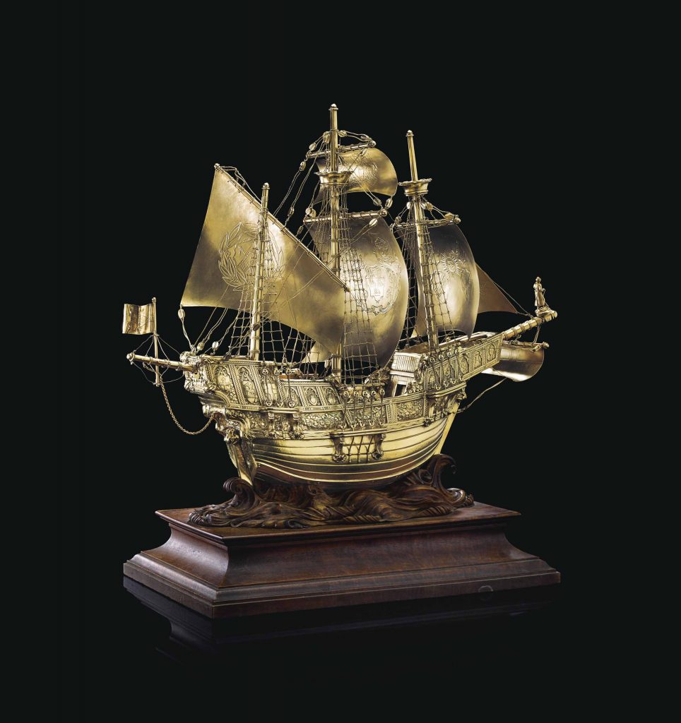 THE GOOD SHIP SAINT ANDREW: AN IMPORTANT GEORGE V SILVER-GILT NEF 