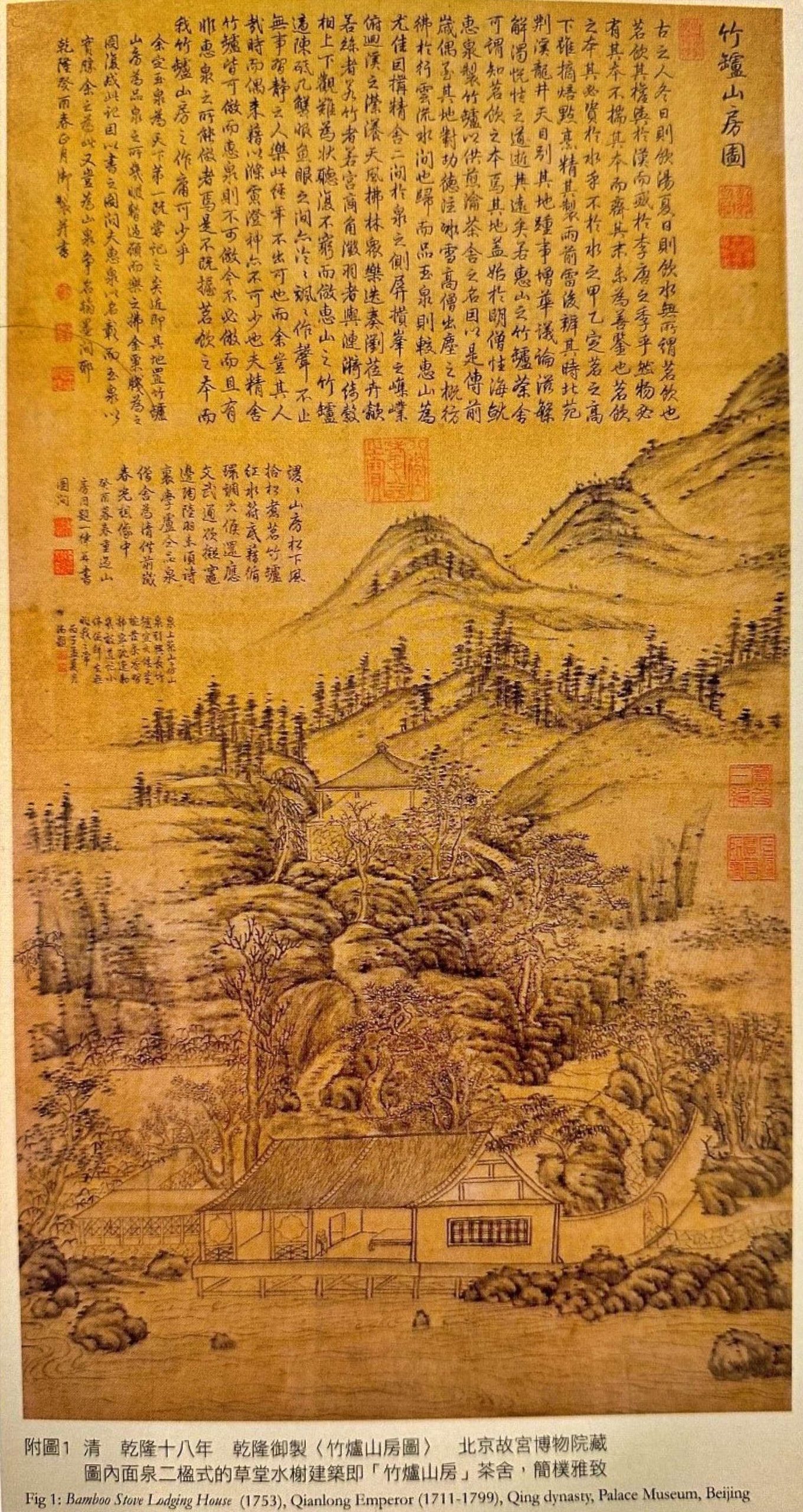 LEFT: FIG.1, BAMBOO BRAZIER MOUNTAIN RETREAT (1753), QINGLONG EMPEROR, DYNASTY QING © PALACE MUSEUM, TAIPEI

圖一，清乾隆十八年御筆《竹爐山房圖》© 台北故宮博物院

RIGHT: FIG.2