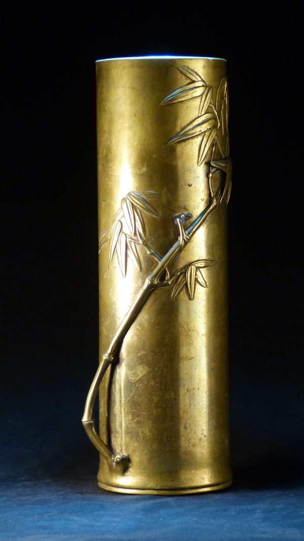 竹纹堆塑铜瓶