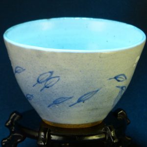 树叶纹蓝彩碗
