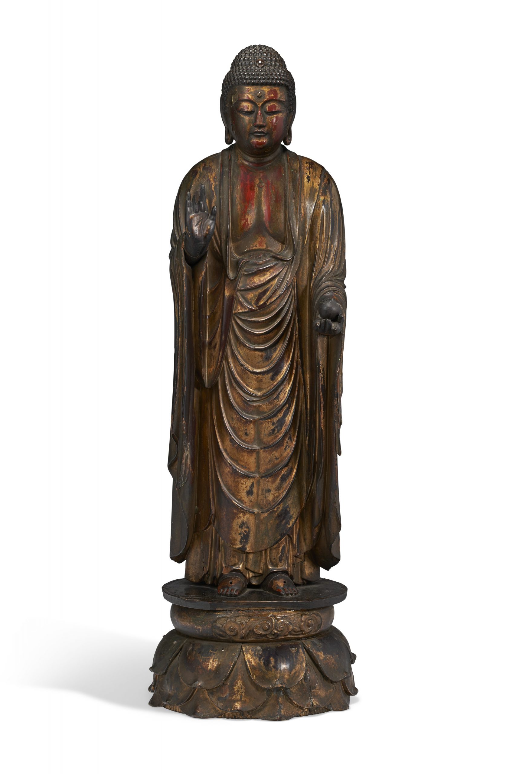 日本江户时代 木雕 阿弥陀佛立像