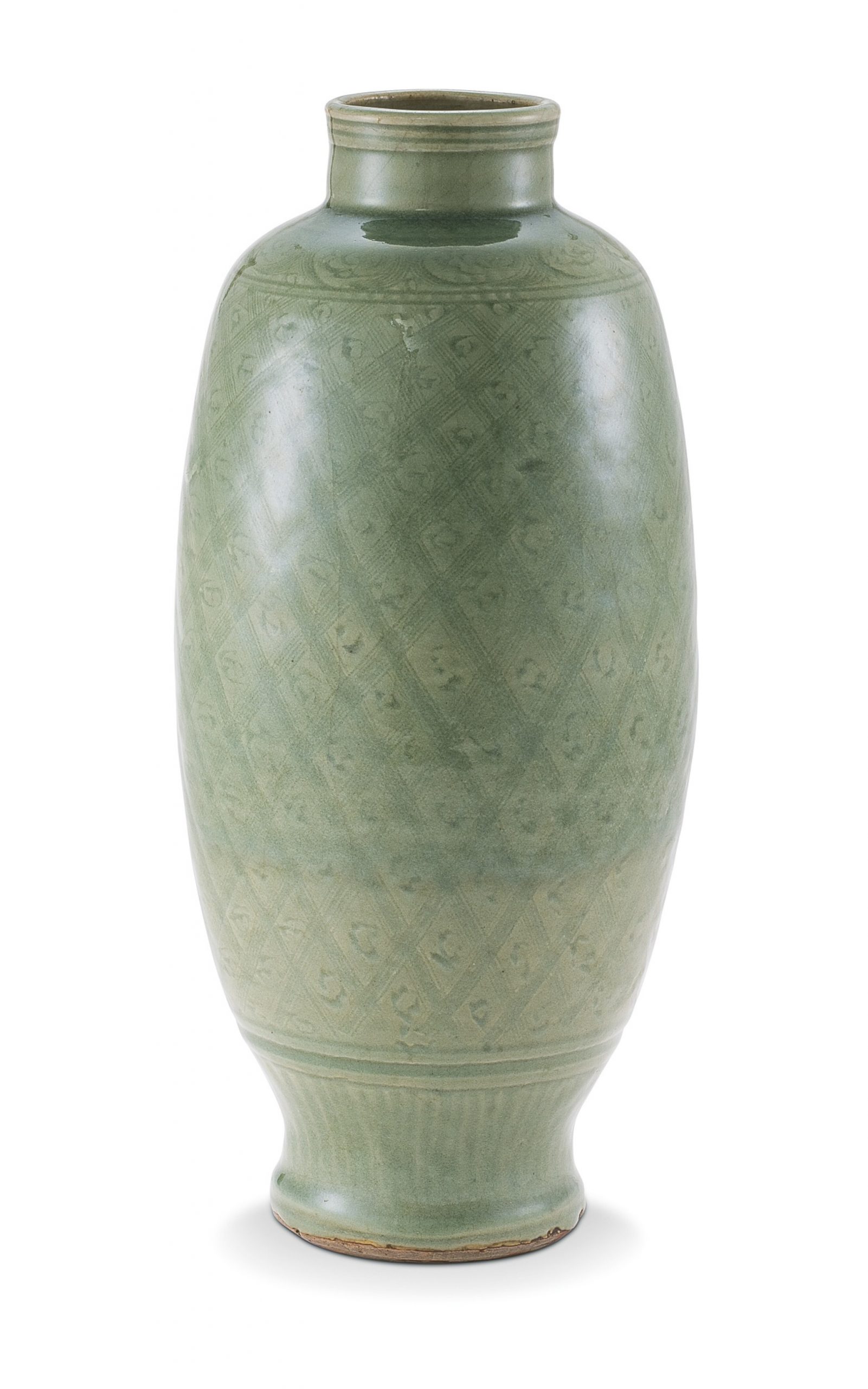 明十七世紀 龍泉窰青釉錦紋燈籠瓶
