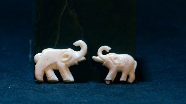 雕象牙双象摆件