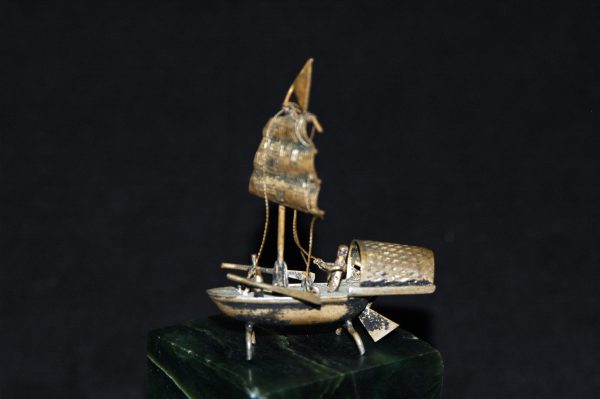 铜雕帆船渔翁摆件