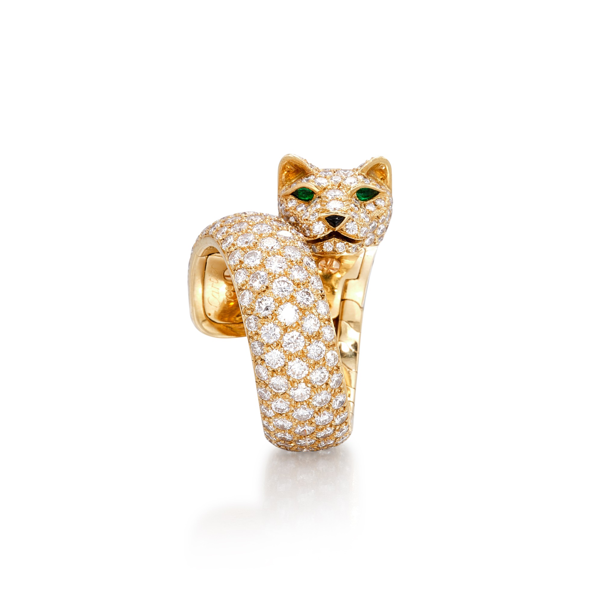 卡地亞  'Panthère'猎豹 鑽石 配 縞瑪瑙 及 祖母綠 戒指