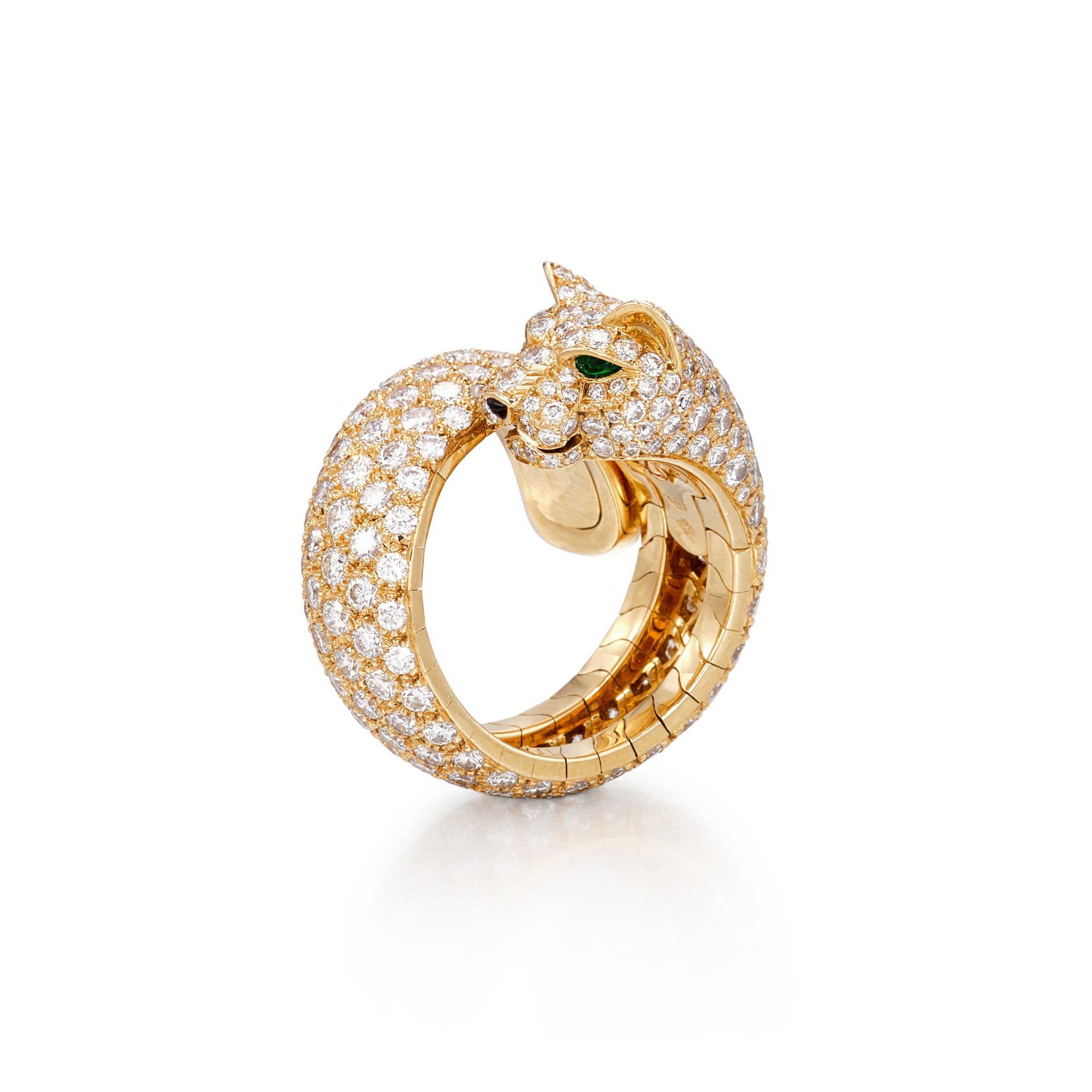 卡地亞  'Panthère'猎豹 鑽石 配 縞瑪瑙 及 祖母綠 戒指