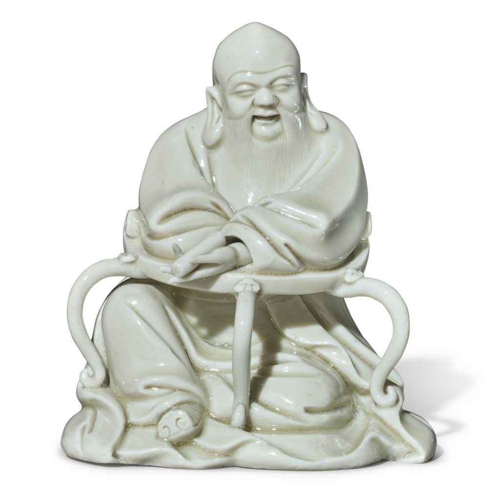 十七世紀 德化白釉老子坐像 《山人陳偉》款