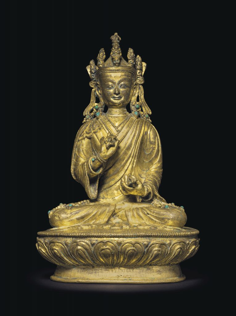  16世纪 西藏 铜鎏金莲花生大士