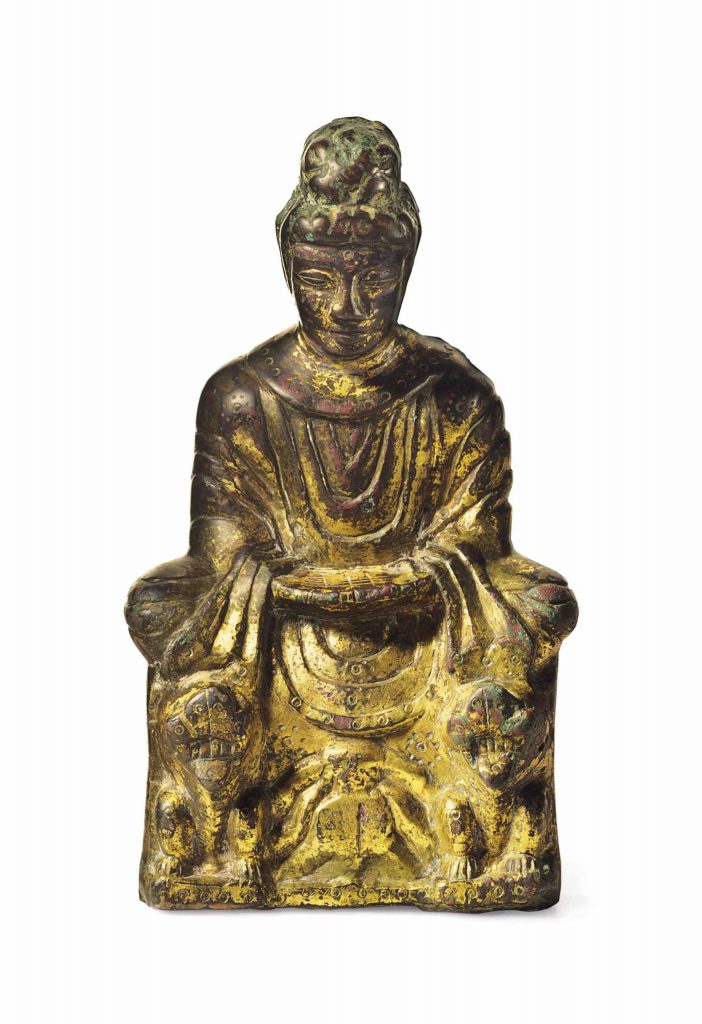 十六国时期 铜鎏金释迦牟尼佛小坐像
